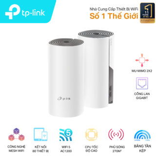 Bộ phát wifi TP-Link Deco M4 2-Pack (Chuẩn AC/ AC1200Mbps/ 2 Ăng-ten ngầm/ Wifi Mesh/ 55 User)