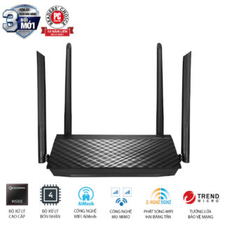 Bộ phát wifi Asus RT-AC59U V2 (Chuẩn AC/ AC1500Mbps/ 4 Ăng-ten ngoài/ Wifi Mesh/ 25 User)