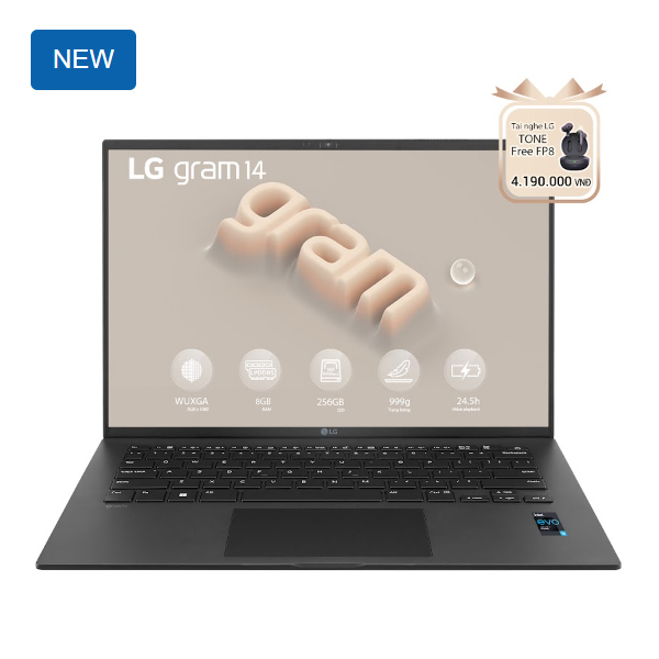 Laptop LG Gram 2023 14ZD90R-G.AX52A5 (Core i5 1340P/ 8GB/ 256GB SSD/ Intel Iris Xe Graphics/ 14.0inch WUXGA/ NoOS/ Black)