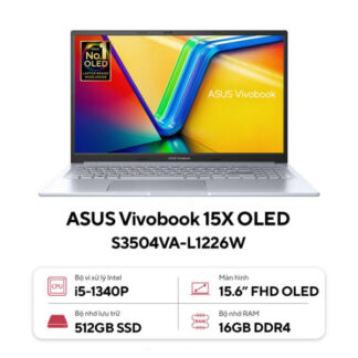 Laptop Asus Vivobook 15X OLED S3504VA-L1226W (Core i5 1340P/ 16GB/ 512GB SSD/ Intel Iris Xe Graphics/ 15.6inch FHD OLED/ Windows 11 Home/ Bạc/ Vỏ nhôm)