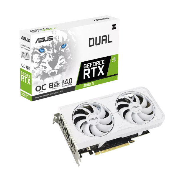 Card đồ họa Asus Dual GeForce RTX 3060 Ti White OC Edition 8GB GDDR6X (Geforce RTX 3060TI/ 8GB/ GDDR6X/ 256 bit)