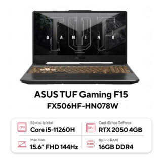Laptop Asus TUF Gaming FX506HF-HN078W (Core i5 11260H/ 16GB/ 512GB SSD/ Nvidia GeForce RTX 2050 4GB GDDR6/ 15.6inch Full HD/ Windows 11 Home/ Black)
