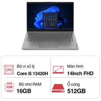 Laptop Lenovo V14 G4 IRU 83A0A09KVN (Core i5 13420H/ 16GB/ 512GB SSD/ Intel UHD Graphics/ 14.0inch Full HD/ NoOS/ Iron Grey/ ABS/ 1 Year)