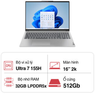 Laptop Lenovo IdeaPad Slim 5 16IMH9 OLED 83DC001SVN (Ultra 7 155H/ 32GB/ 512GB SSD/ Intel Arc Graphics/ 16.0inch 2K/ Windows 11 Home/ Cloud Grey/ Vỏ nhôm/ 2 Year)