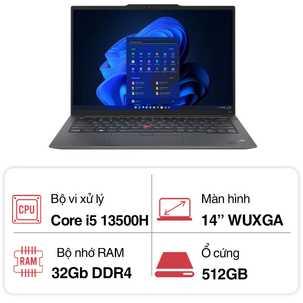 Laptop Lenovo ThinkPad E14 GEN 5 (i5 13500H/ 32GB/ 512GB SSD/14 inch WUXGA/NoOS/ Black/ Vỏ nhôm/1Y)