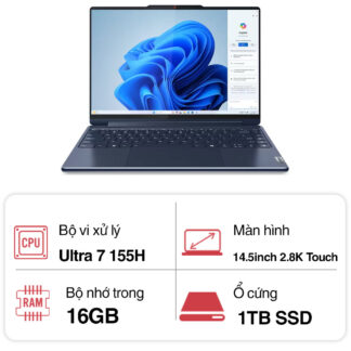 Laptop Lenovo Yoga 9 2-in-1 14IMH9 83AC000SVN (Ultra 7 155H/ 16GB/ 1TB SSD/14 inch 2.8K Touch/Win 11/ Office/ Cosmic Blue/ Vỏ nhôm/ Bao da/ 2Y)