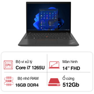 Laptop Lenovo ThinkPad T14 GEN 3 21AH00NYVN (i7 1265U/ 16GB/ 512GB SSD/14 inch WUXGA/Win 11 Pro/ Black/ Carbon)