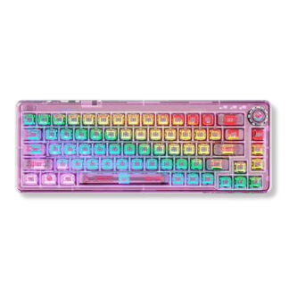 Bàn phím cơ Aula 3 MODE AULA F68 Hồng Trong Suốt (Ice crystal switch/ Polycarbonate/ LED RGB)