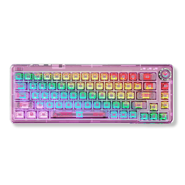 Bàn phím cơ Aula 3 MODE AULA F68 Hồng Trong Suốt (Ice crystal switch/ Polycarbonate/ LED RGB)