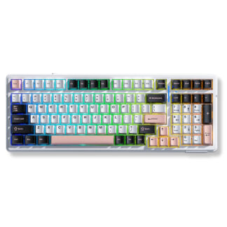 Bàn phím cơ Aula 3 MODE AULA F99 Đen Trắng Hồng (Grey Wood V3 switch/ PBT/ LED RGB)