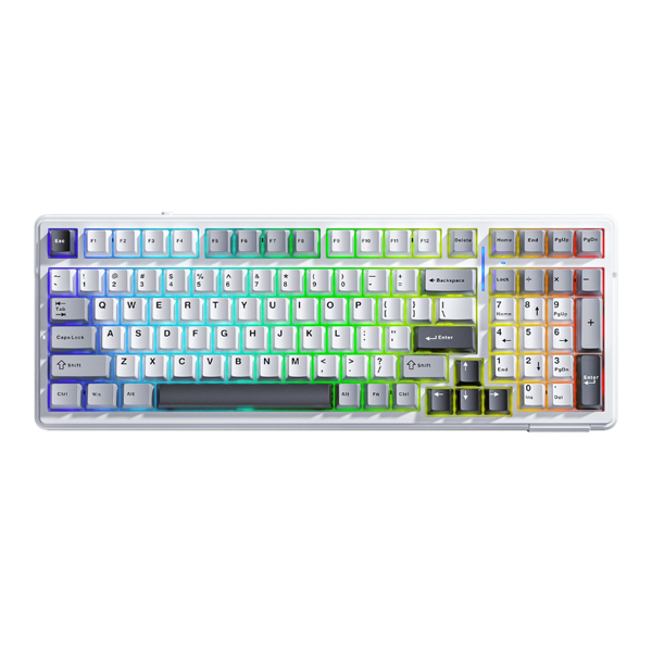 Bàn phím cơ Aula 3 MODE AULA F99 Xám Trắng Xám Đậm (Grey wood switch/ PBT/ LED RGB)