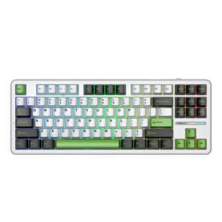 Bàn phím cơ Aula 3 MODE F87 Đen Trắng Xanh Lá (Grey Wood V3 switch/ ABS/ LED RGB)