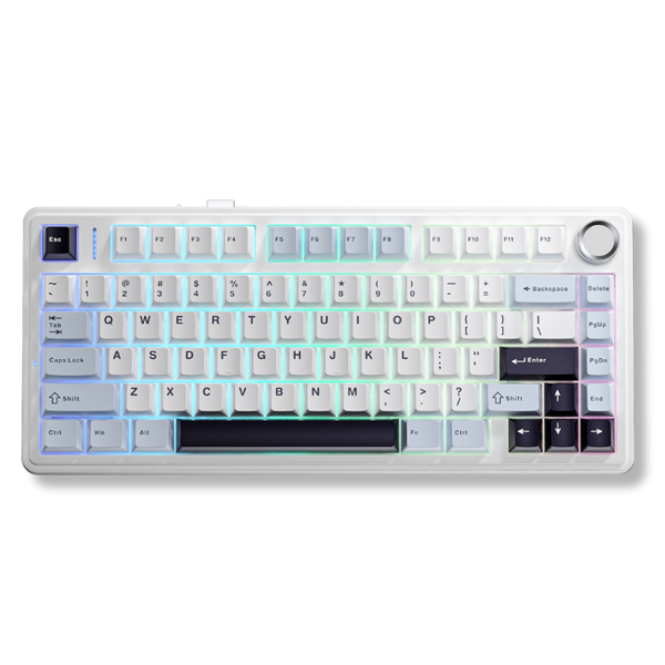 Bàn phím cơ Aula 3 MODE AULA F75 Ice blue (Ice Vein switch/ PBT Doubleshot/ LED RGB/ Xanh nhạt+trắng+xanh đậm)
